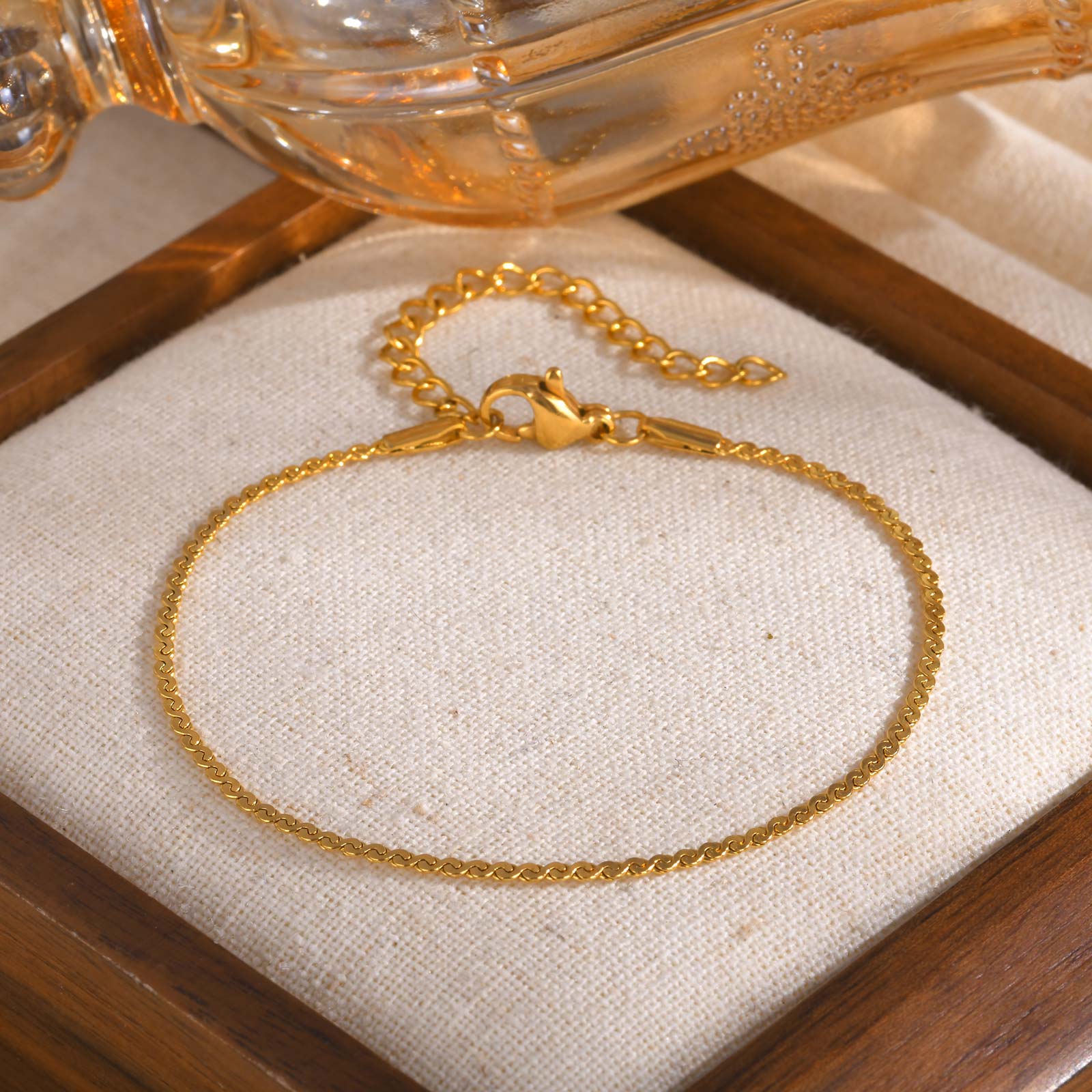 

1.5MM S-shaped Chain Bracelet Stainless Steel For Women Girls Gold Plated Bracelsts Classic Jewelry Gifts