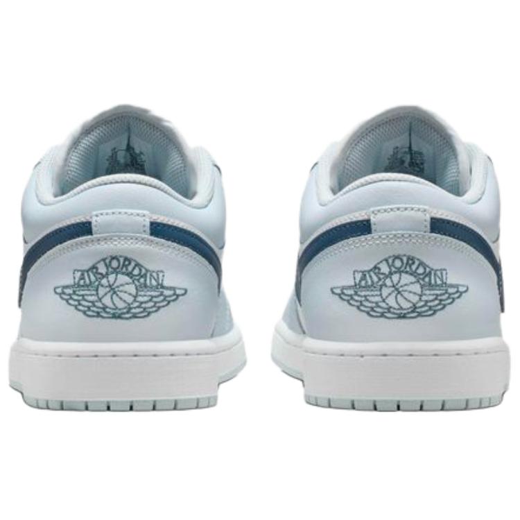Jordan Air  1 Comfortable Classic Shock Absorption Low Top Retro Basketball Shoes Men Sneaker Light-Blue White 553558-400