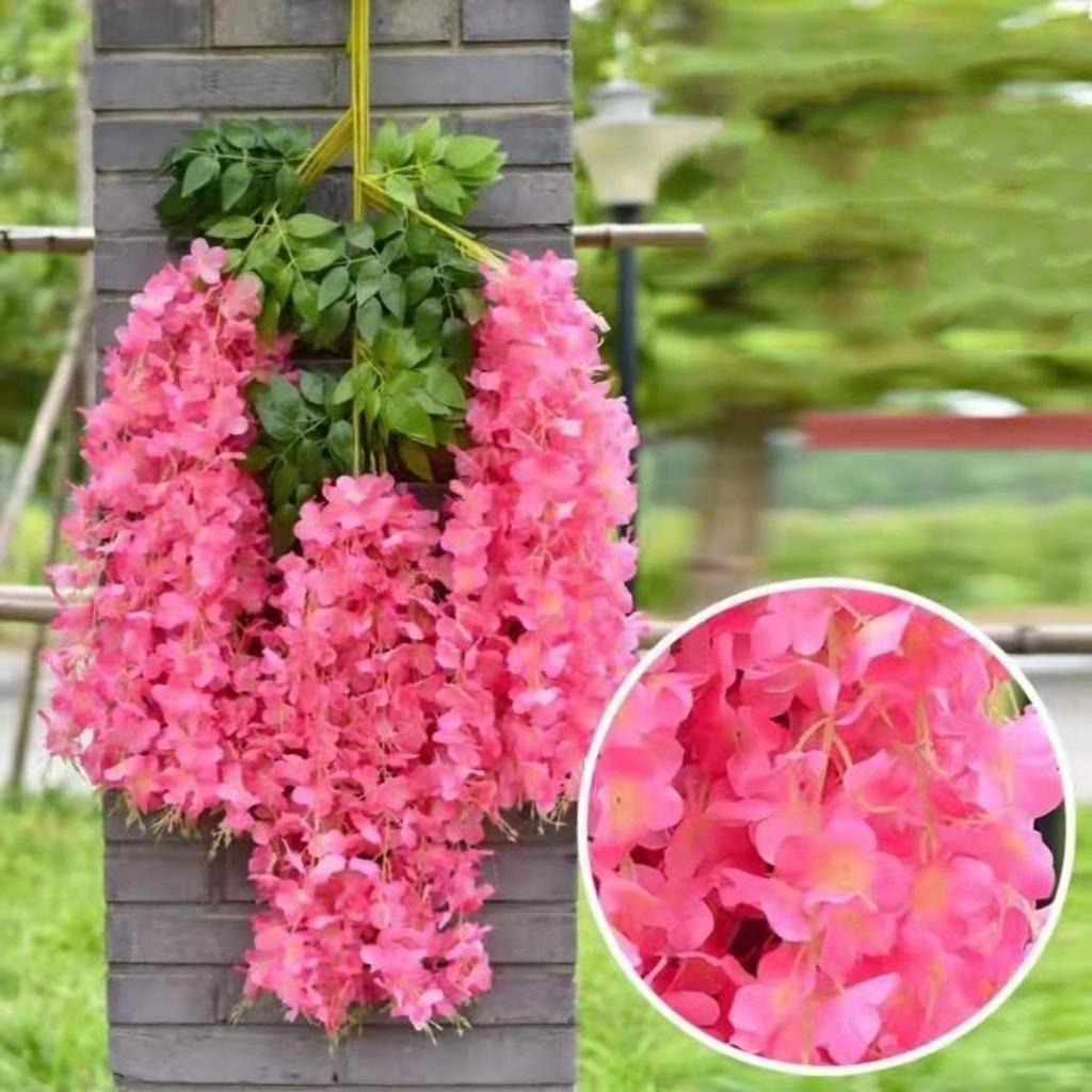 12 TEILE/SATZ Künstliche Blumen Seide Glyzinien Rebe Hängende Blume für Hochzeit Garten Floral DIY Wohnzimmer Büro Dekor