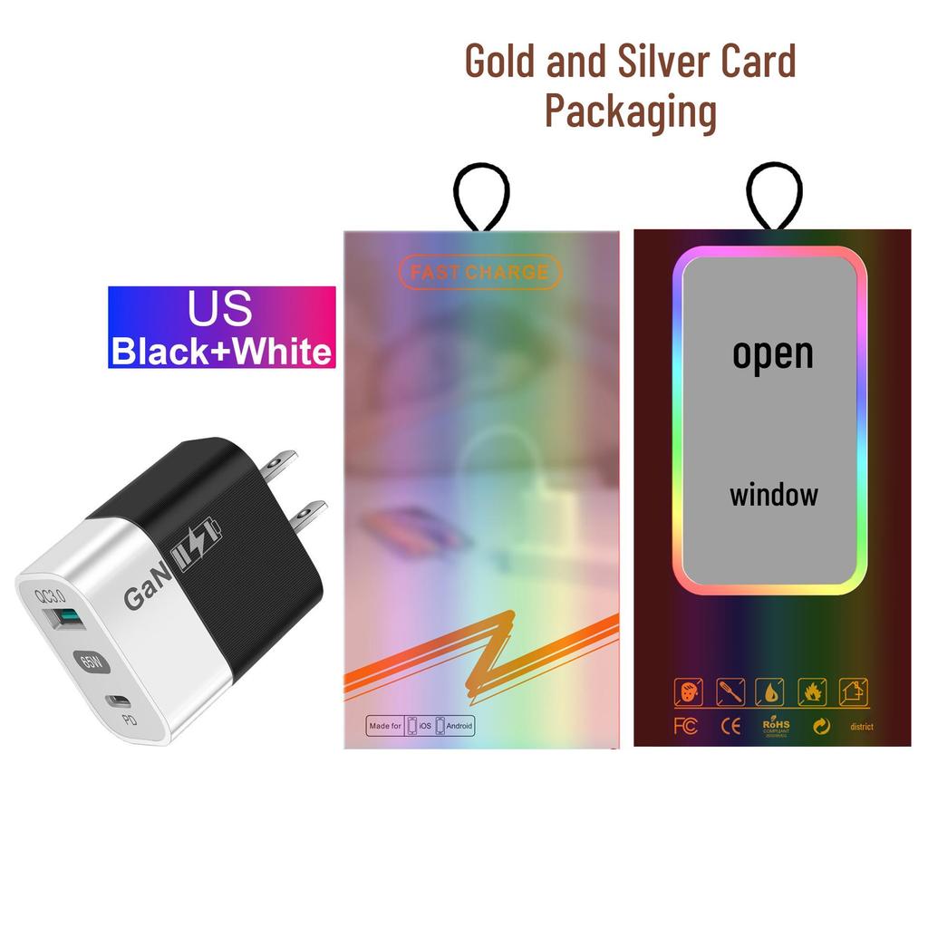 New 33W GaN USB Charger with QC 3.0 & PD, Supports 9V & 12V Fast Charging - US/EU Standard.
