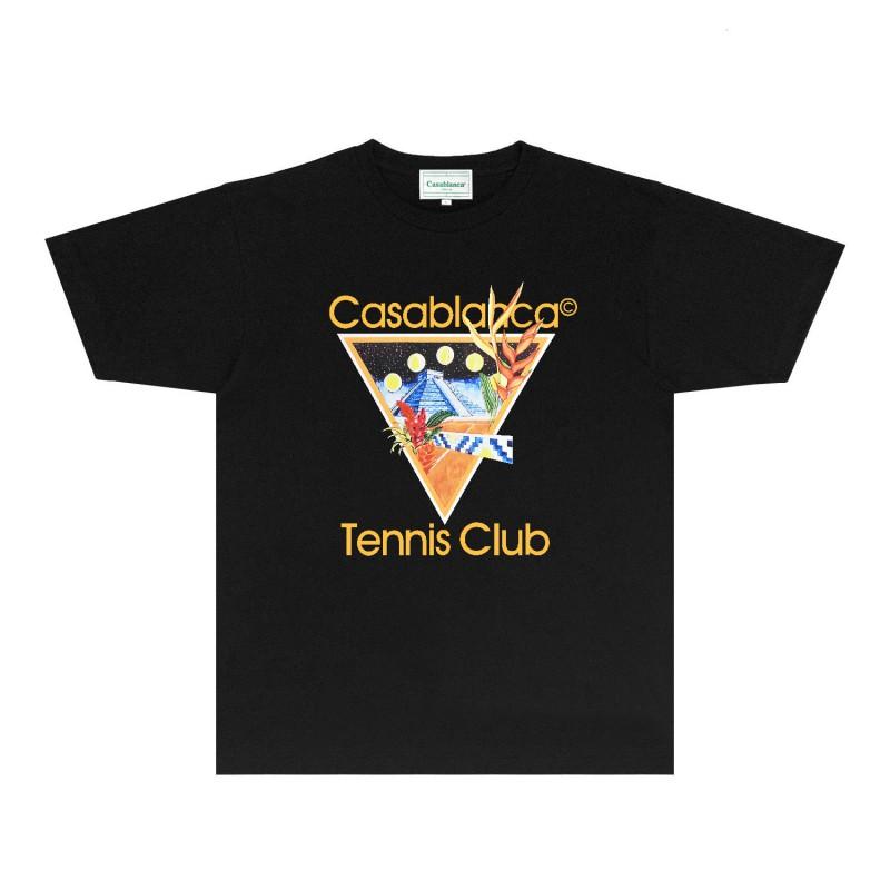 CASA Casablanca Short Sleeve T Shirt Couples Star Castle Letter Print Casual Loose Fit
