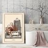 Vintage Octopus Print Funny Toilet Wall Art Cloakroom Poster Retro Gothic Steampunk Bathroom Wall Pictures Canvas Painting Decor