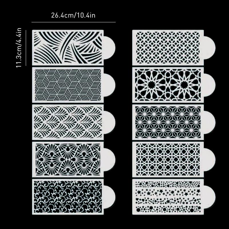 

10 шт./компл. помадка торт сетки штампы трафареты тиснение для украшения инструмент пластиковые формы для распыления свадебное печенье шоколад рисунок