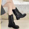 British wind locomotive Martin boots women's thin short boots 2025 new autumn and winter retro thick heel thick-soled medium boots