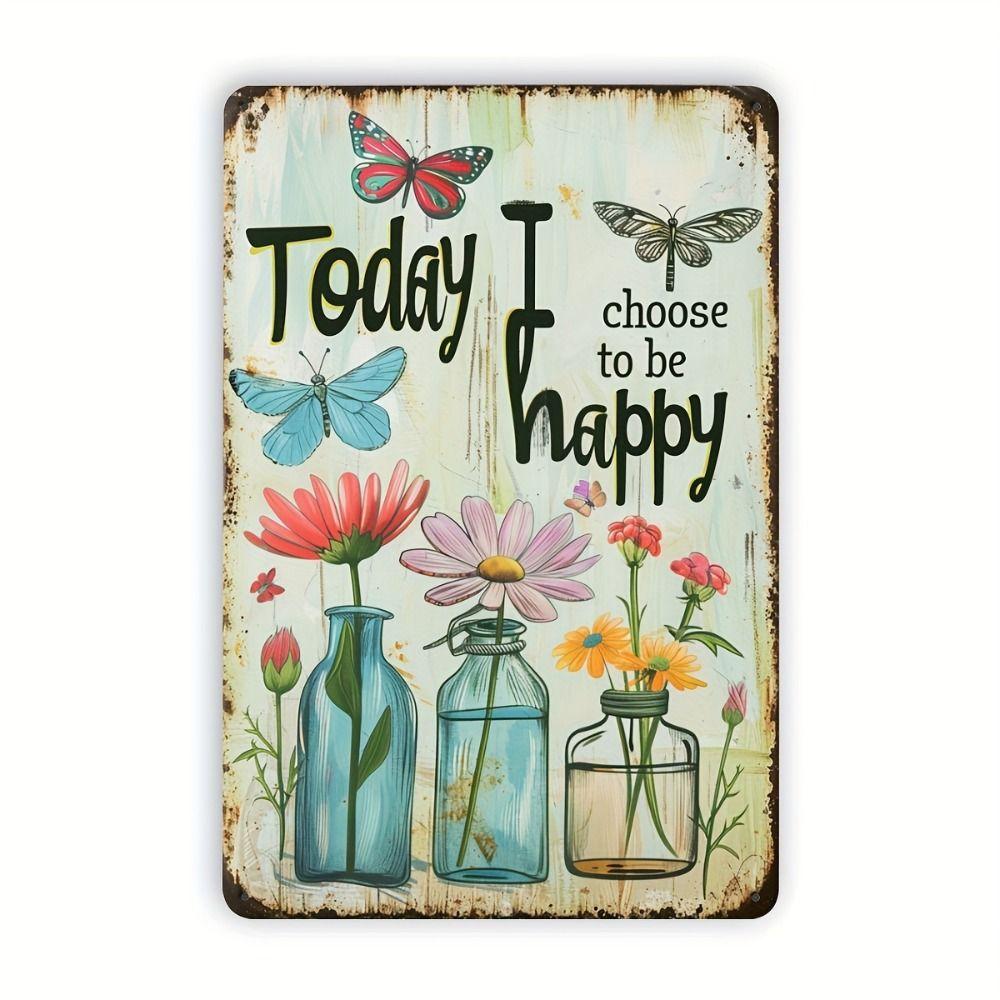 Vintage Metal Tin Sign Bird Feeding Chicks on Flowers Florist Decor For Living Room 20x30cm