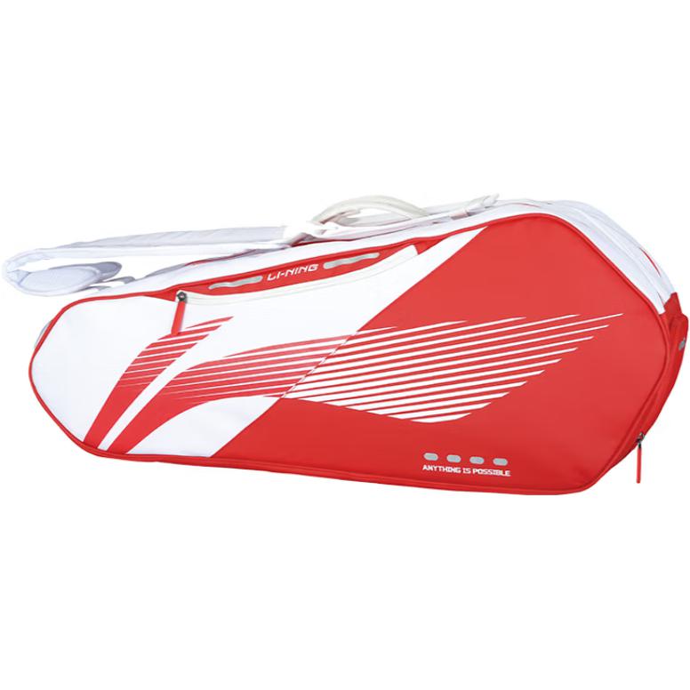 Li-Ning Durable Large Capacity Wear-Resistant PU Fitness Bag Unisex bags White Red ABLV019-2