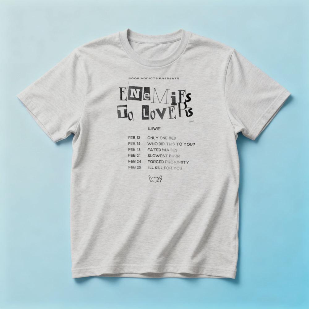 Enemies To Lovers Book Trope Tour Schedule SummerunisexCotton T-Shirt Ransom Note Text Bookish Reader Casual Short Sleeve Apparel