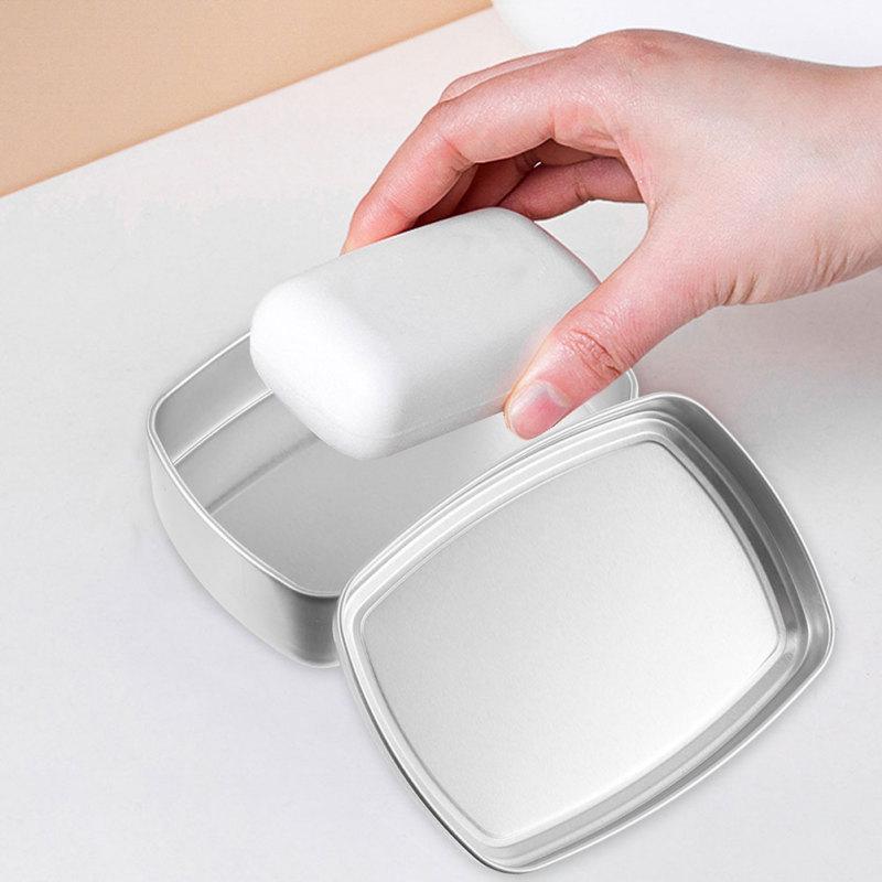 2 Stück Aluminium Seifenschale Lebensmittelqualität Quadratische Box Reise-Seifenbox Tragbare Seifenschale Metallbehälter Seifenriegel Aufbewahrung Reise