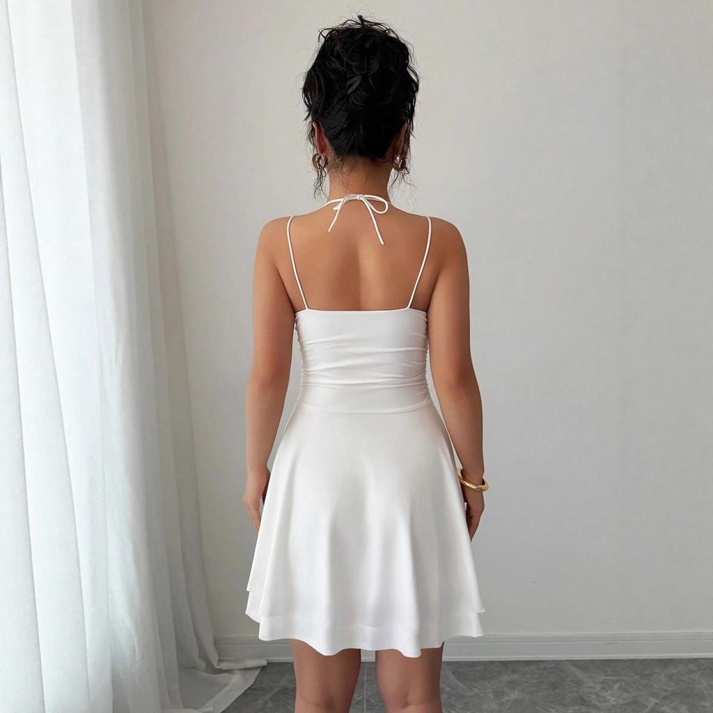 Dress French Sexy Women's Clothing Solid Color Waist Thin Suspender Small Dress