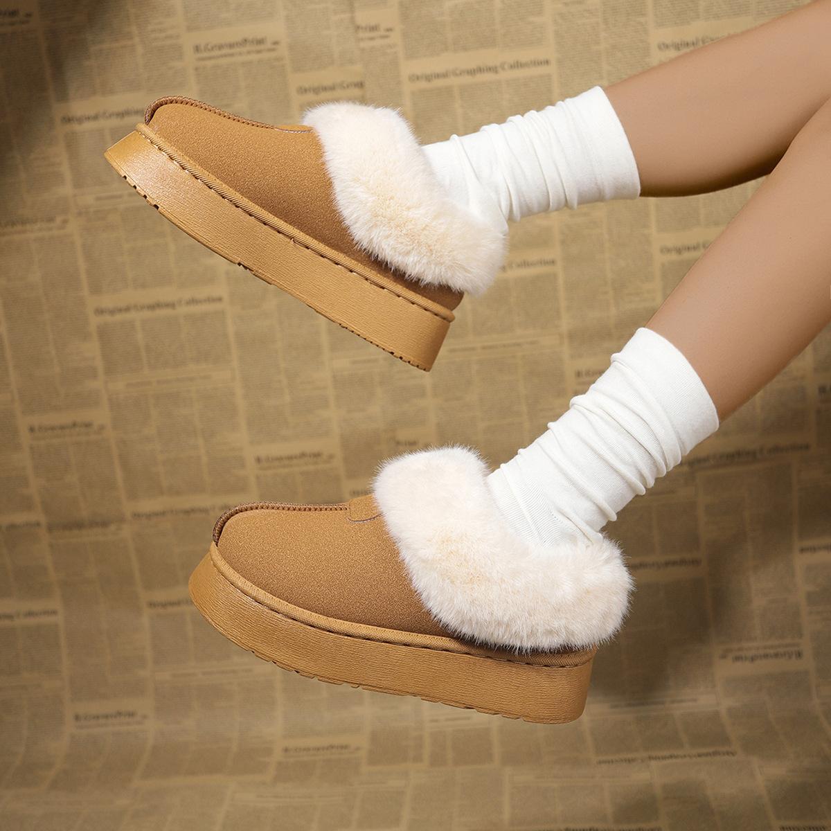 Новые женские зимние ботинки на платформе 2025 года с круглым носком и толстой плюшевой подкладкой 36
