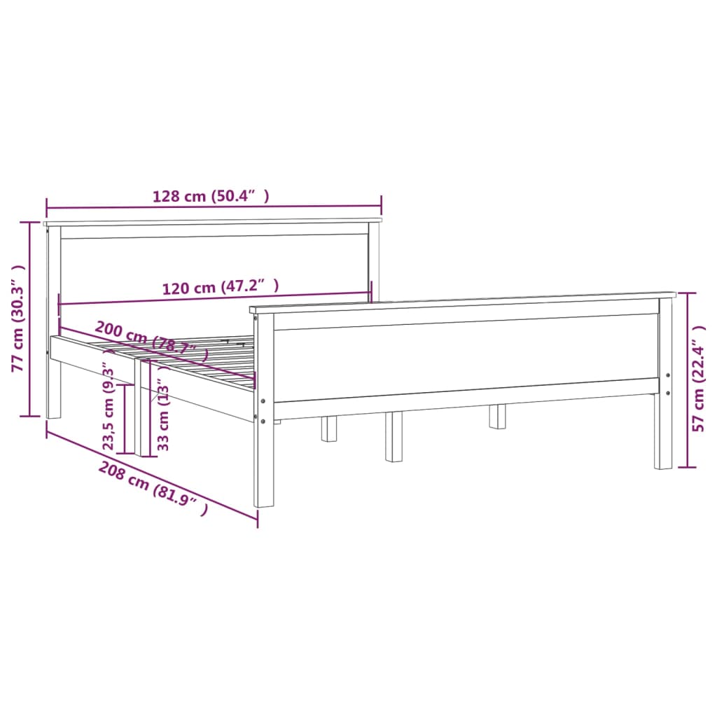 Solid Wood Bed without Mattress 120 x 200 cm Pine Wood