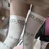 White Kawaii Expression Graffiti Letter Print Long Socks Tight Harajuku Over Knee Thigh High Stockings Y2K Cosplay Cute Socks