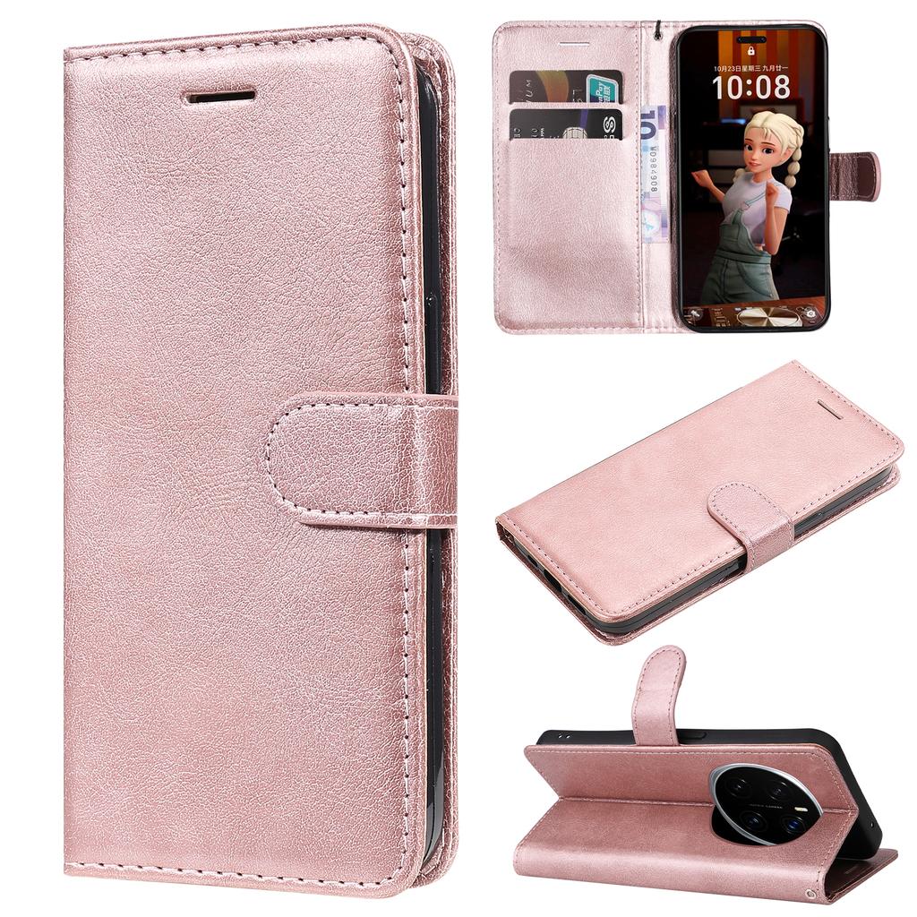 For Honor Magic7 Pro 5G Case Solid Color Leather Mobile Cover Wallet Stand with Strap