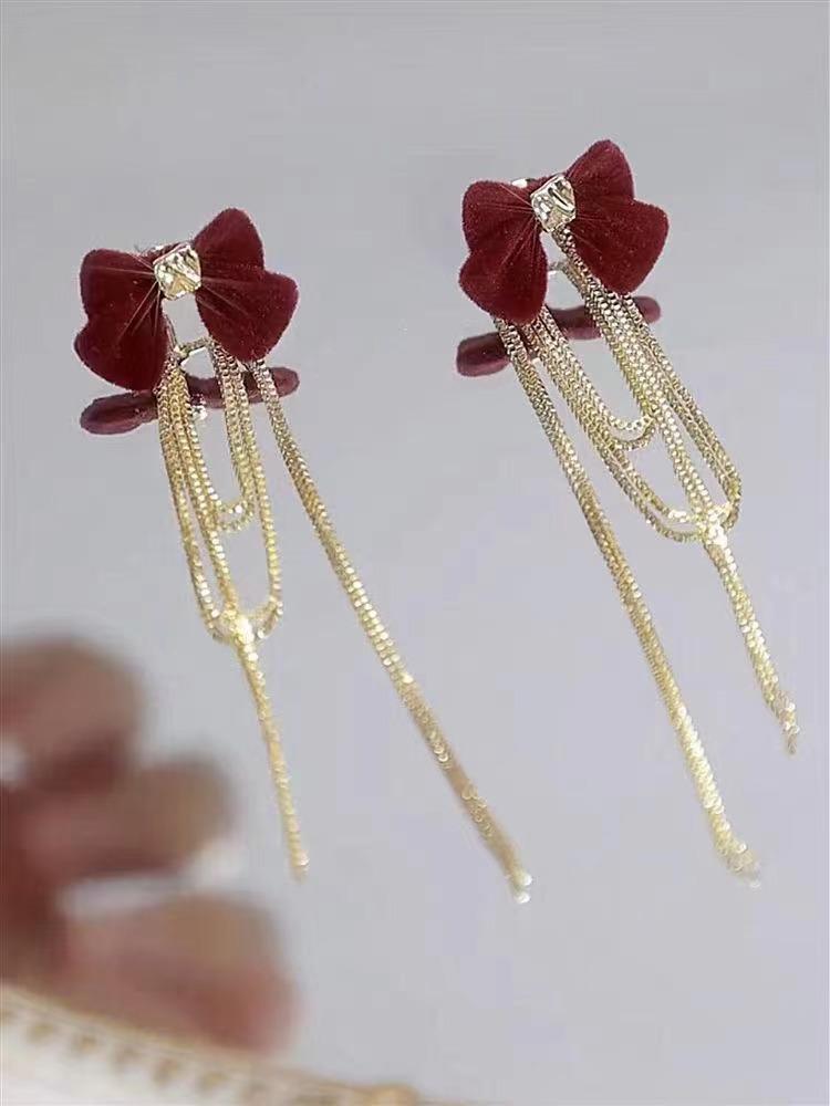 Ретро Флок Китайские Серьги - Осенне-Зимняя Рождественская Коллекция красный