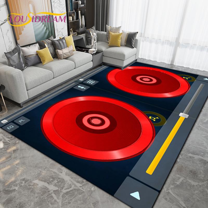Teppich mit DJ-Musik-Screen-Muster, Teppich für Wohnzimmer, Schlafzimmer, Sofa, Küche, Badezimmer, Flur, Läufer, rutschfeste Bodenmatte