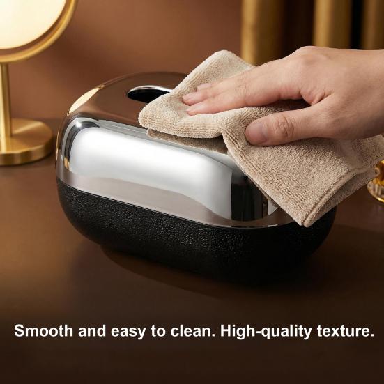 Tissue Box with Large Opening Mirror Surface Holder Anti-Slip Bottom Tissue Container for Living Room Coffee Table