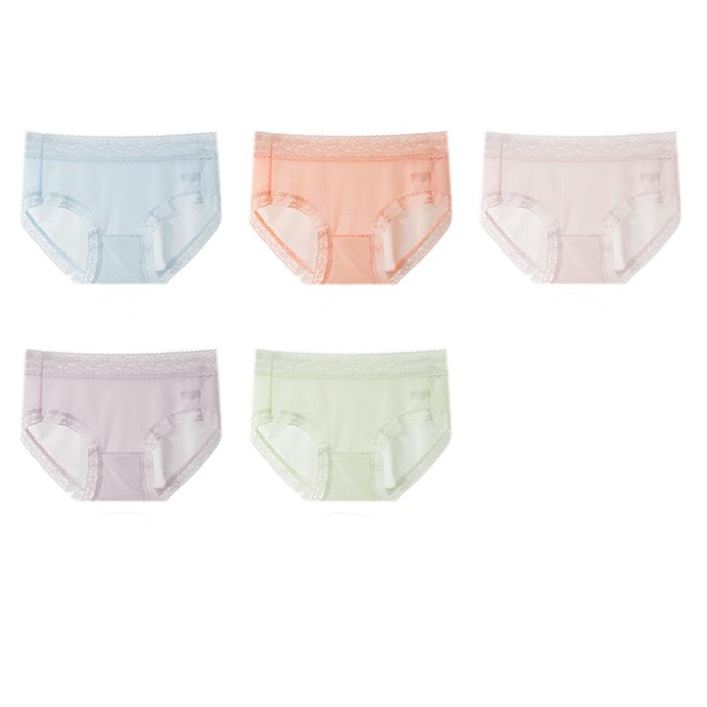 

6Pcs Mesh Thin Seamless Lace Briefs Transparent Underwear for Women Sweet Ice Silk Panties Gifts L-6Pcs Random