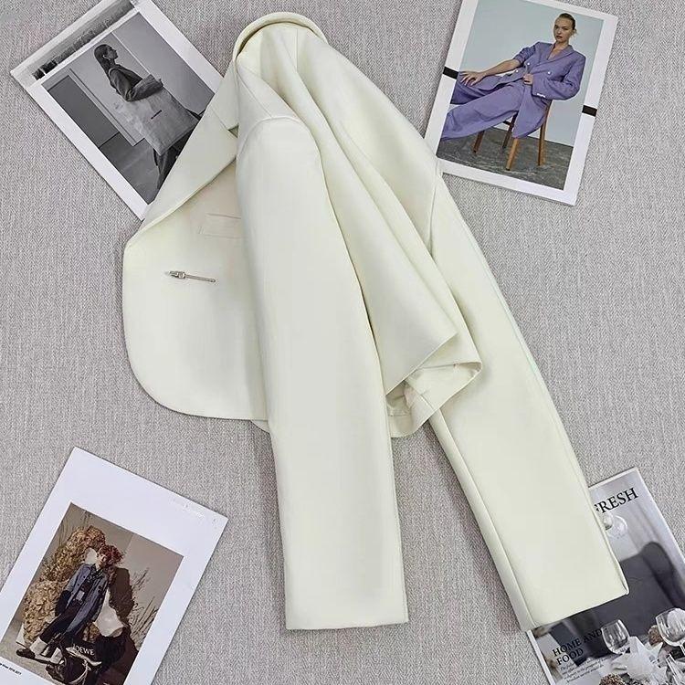 Beyaz Ceket Kadın Kısa Günlük Şık Ceket Ofis Giyim Moda Dış Giyim