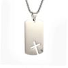 Cross Dog Tag Necklace Stainless Steel Hollowed Out Cross Pendant for Men Women Strong and Brave Christian Jewellery Amulet Gift