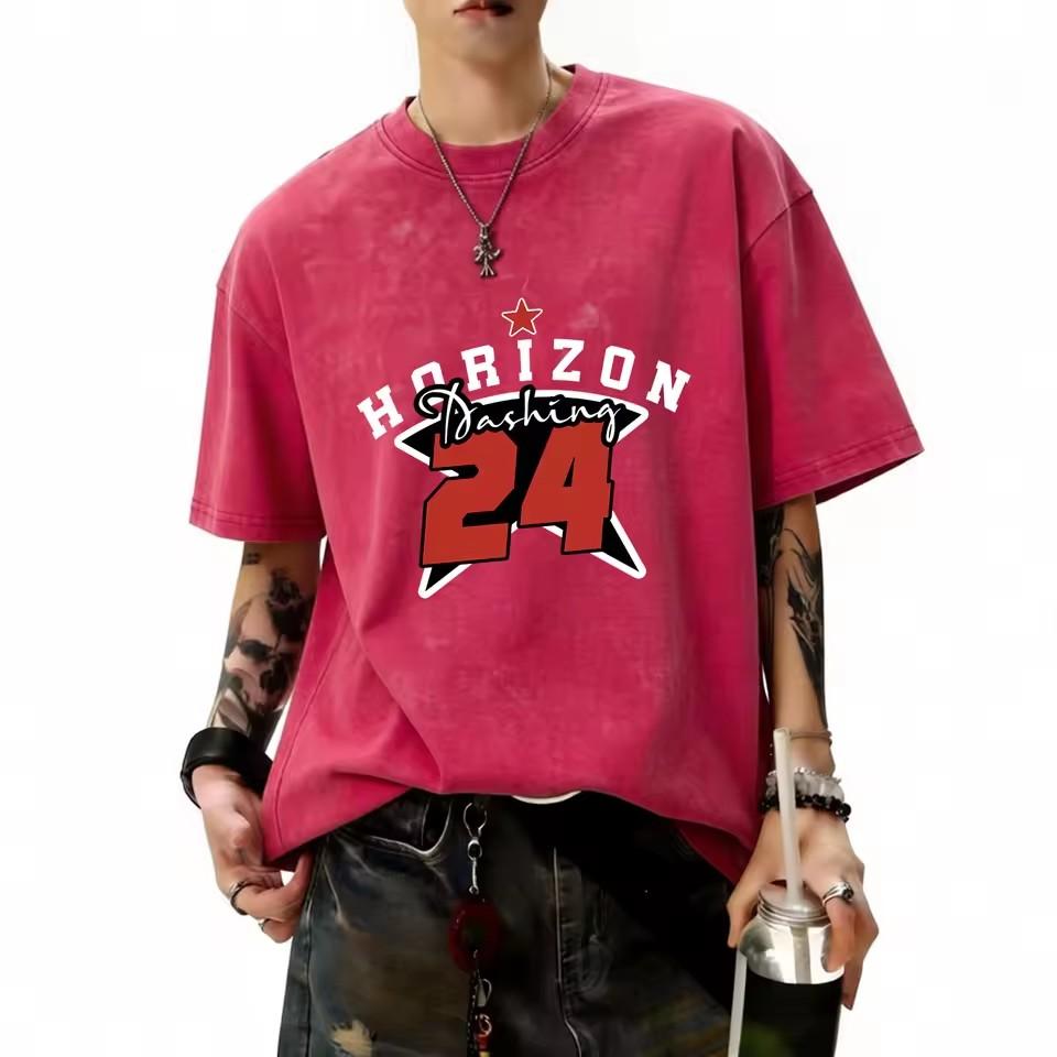 European and American men's summer dark warrior letter print comfortable and breathable round neck T-shirt outdoor street top