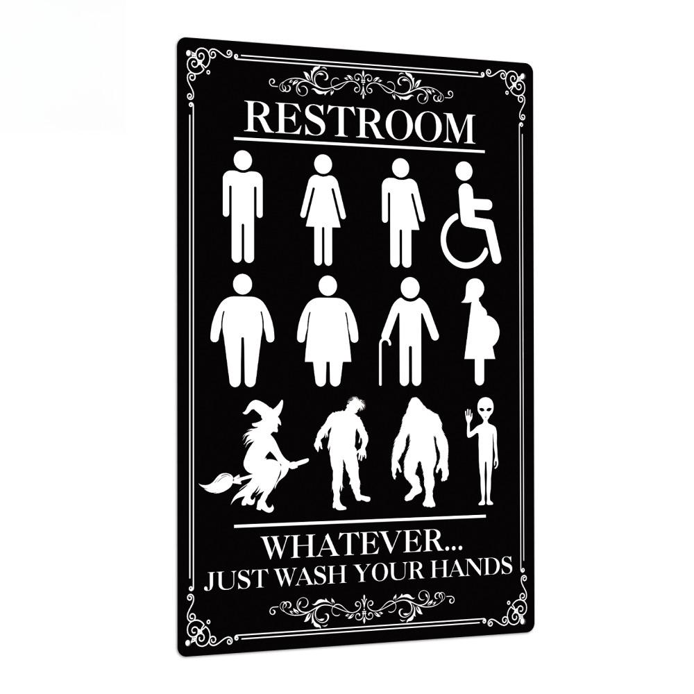 1pc Vintage Metal Tin Sign - "Wash Your Hands" Restroom Wall Art, Rustic Bathroom Decor with Humorous Restroom Sign for Home