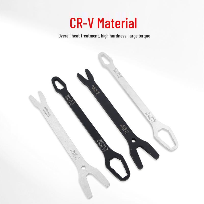 Multi-Purpose 8-22mm Self-Tightening Double-Head Wrench: Box-End & Open-End