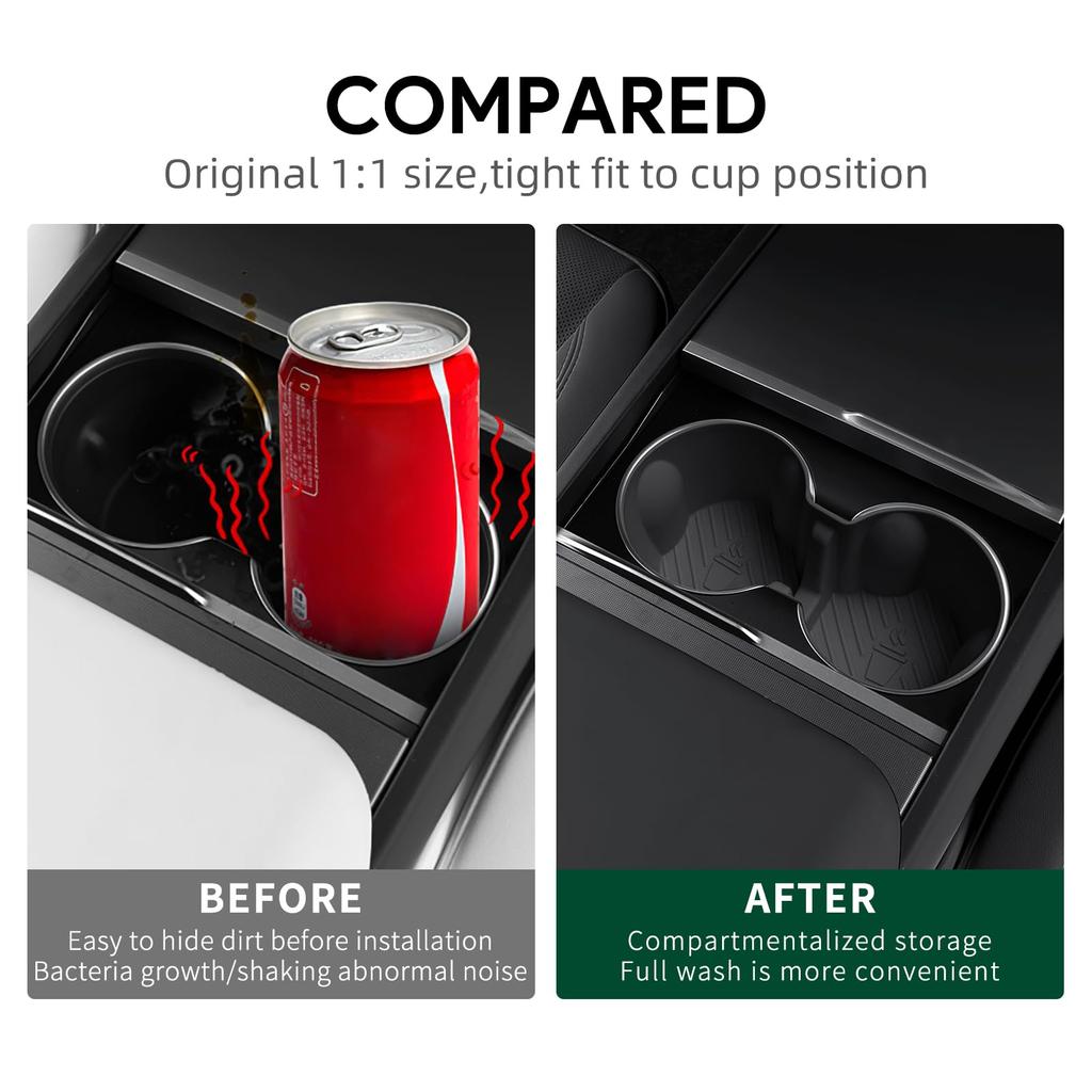 FDAIUN Car Cup Holder Coaster Mat Silicone Pad Fits Tesla Model Y Juniper Tesla Model 3 2025 Rubber Mat Vibration Reduction Silica Gel Custom Interior