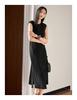 Jiuzi Anna Kou Minimalist Workplace Commuting Three Houses Wind Pressure Folded Sleeveless Dress for Women 2025 Summer New Style
