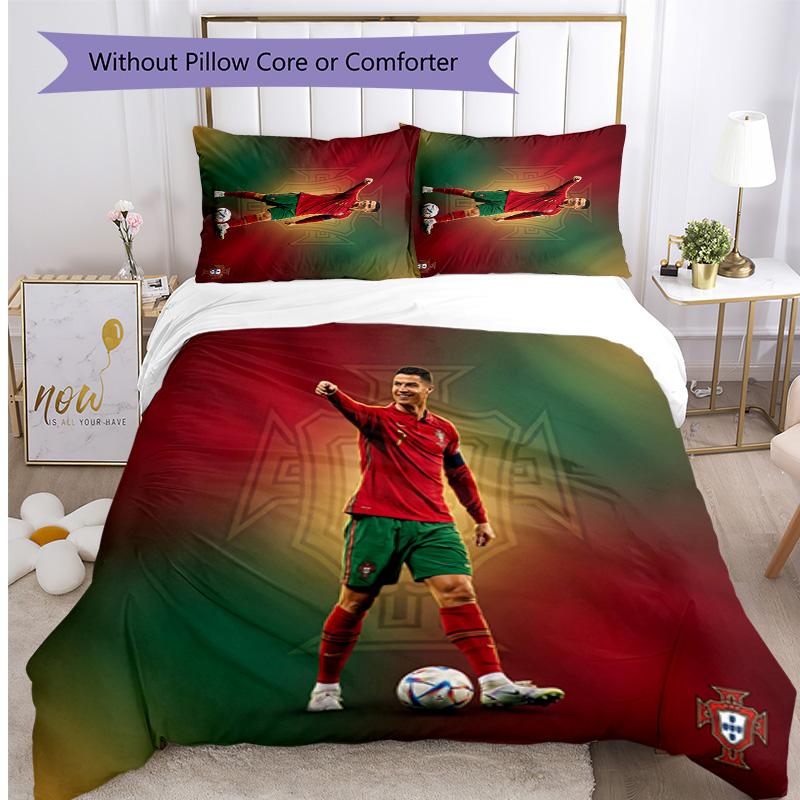 Cristiano Ronaldo Aufdruck Bettwäsche 3-teiliges Set Gemütliches Atmungsaktives Bettbezug-Set als Einweihungs-Feiertagsgeschenk