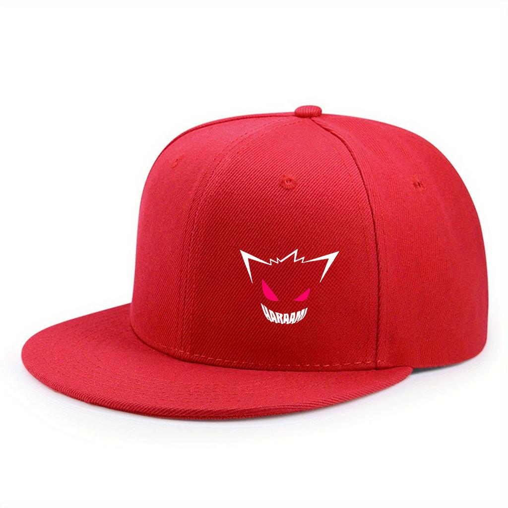 With Printed Pattern Flat Brim Baseball Cap For Men And Women, Outdoor Use Sportss Event Casual Cap, Hip-Hop Street Style Latest Cute Expression