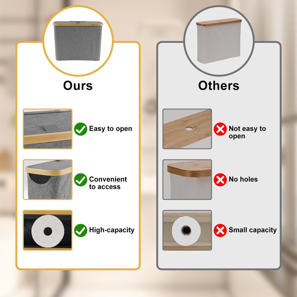 23L Toilet Paper Storage Basket Holds up to 12 Toilet Paper Roll Basket with Side Window LargeCapacity Foldable Toilet Paper Bin