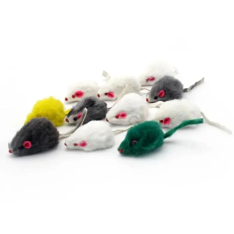 10/20PCS Rabbit Cat Toys Rainbow Feathered Mouse Fun Interactive Play For Kittens And Adult Cats