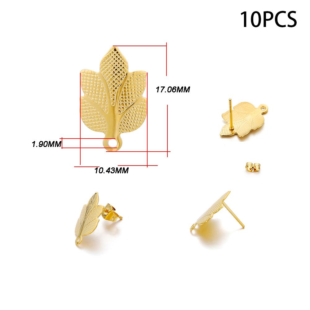 10-20pcs Stainless Steel Blank Earring Stud Golden Earrings Base With Earring Plug Connectors For DIY Jewelry Making Accessories