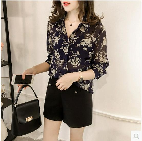 Women's 2024 Chiffon Long Sleeve Korean Style Slimming Shirt - Trendy Loose Fit