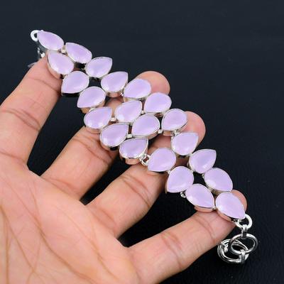 Rose Quartz Gemstone Handmade 925 Sterling Silver Bracelet, Silver Bracelet, Rose Quartz Bracelet For Women, Unisex Bracelet For Gifts