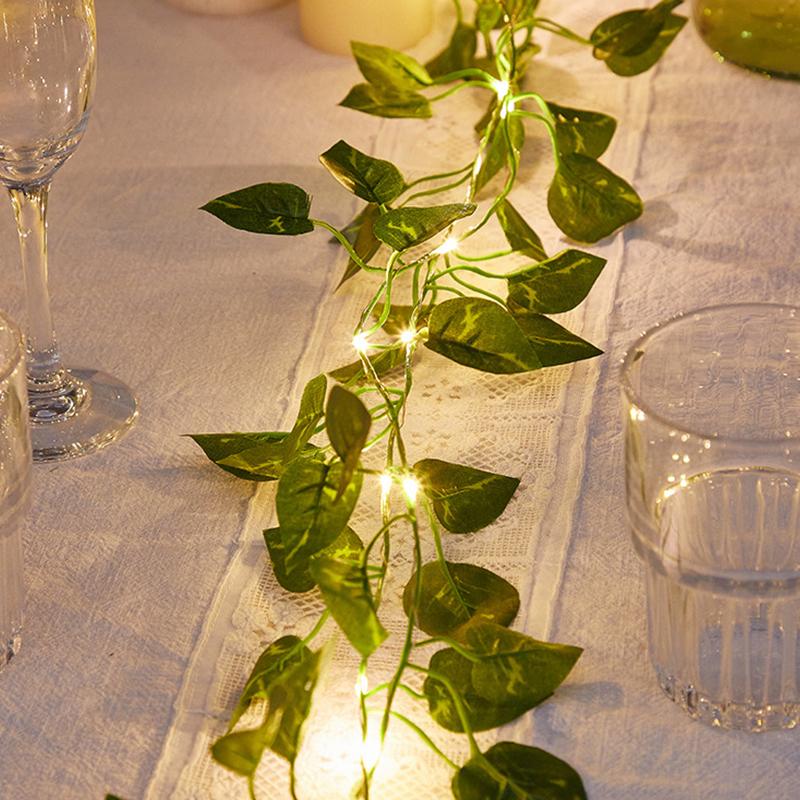 Flower Green Leaf String Lights Artificial Vine Fairy Lights Battery Powered Garland Light For Weeding Home Decor