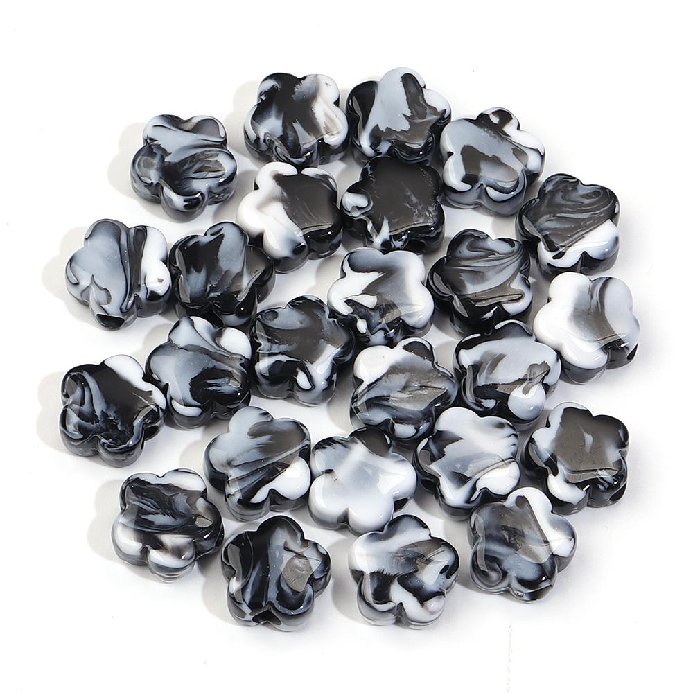 30pcs/lot Flower Shape Acrylic Beads Dual Color Big Hole Loose Spacer Beads For Jewelry Making DIY Fashion Bracelet Phone Chains