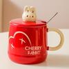 Cartoon cute rabbit ceramic mug household milk cup breakfast cup with lid gift water cup couple coffee cup