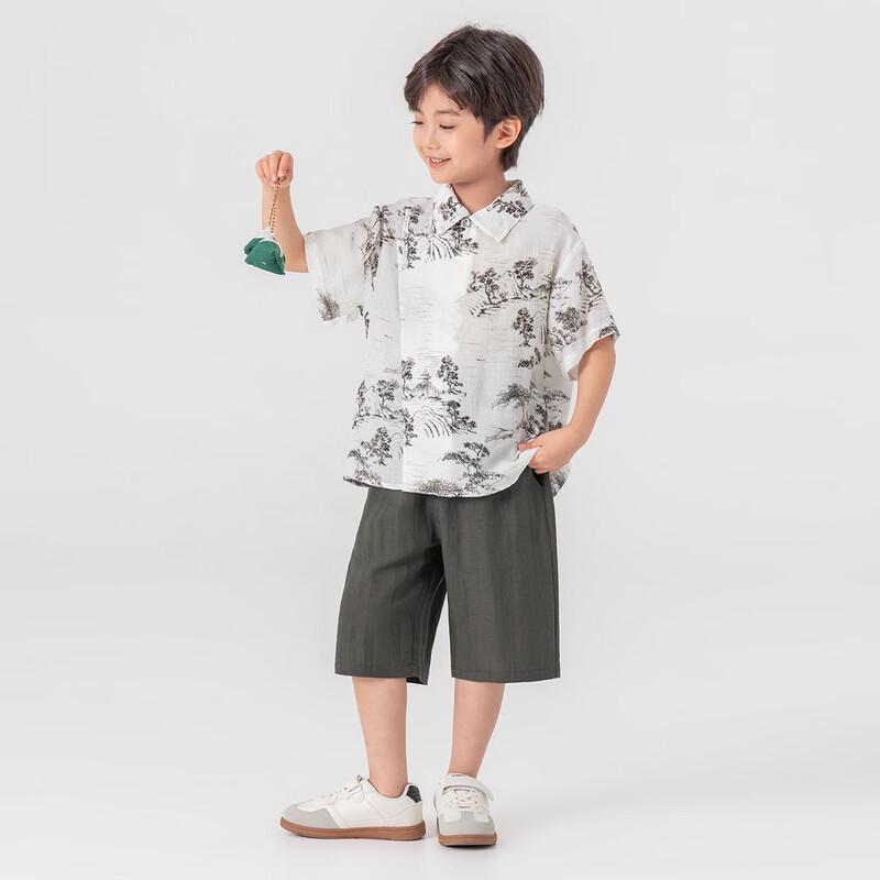 Boys New Chinese Style Ink Wash Summer Two-Piece Set 130