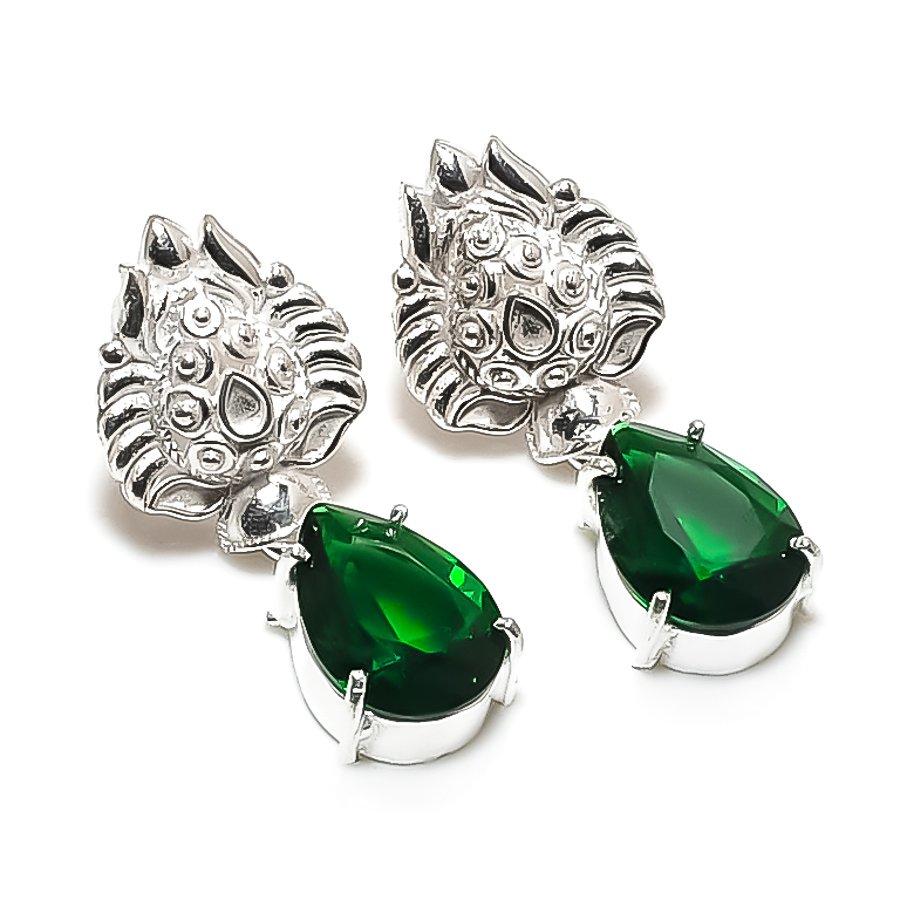 

Подарочные серьги из стерлингового серебра 925 пробы с натуральным хромдиопсидом 1,38 дюйма G4H13