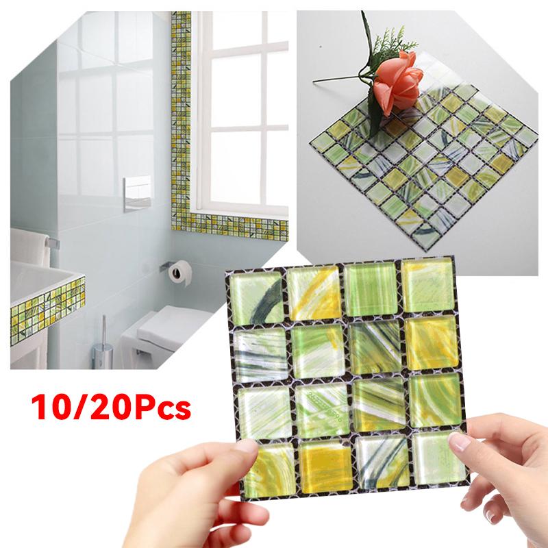 10/20pcs/set DIY Kitchen Bathroom Stickers Waterproof Self Adhesive 3D Tile Adhesive Pads Wall Stickers Mosaic Tile Decal Decor