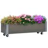 Rectangular Fir Wood Planter with Wheels and Brakes, 96x30.6x30 Cm, Grey