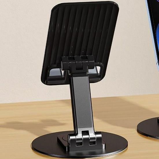 Rotatable & Foldable Universal Metal Bracket for Phones & Tablets - Adjustable Stand for Home Use All-metal base [Phone desktop stand]