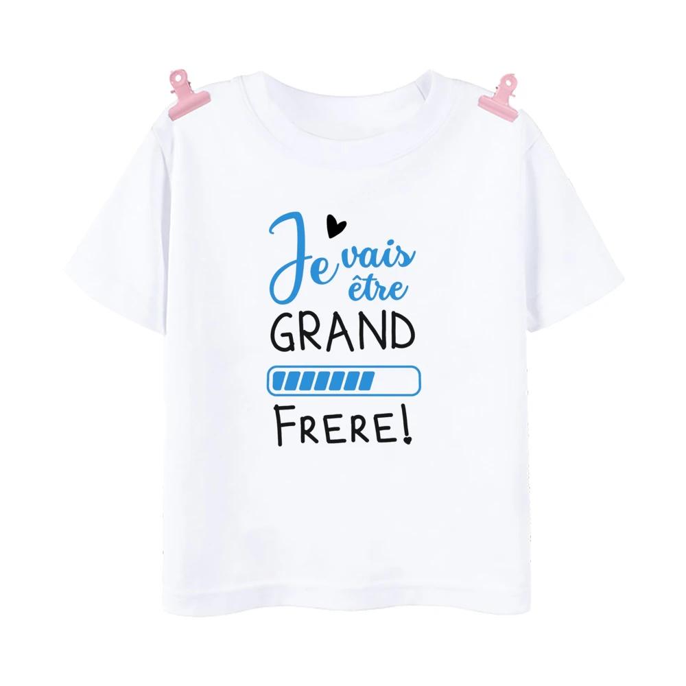 Big Sister Big Brother In Progress French Printed Tshirt Pregnant Announcement Shirt Kids Tshirt Tops Boys Girls Summer Tee