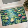 1pc Flannel Mat, Water Lily Oil Painting Artistic Entrance Door Mat, Bathroom Absorbent Non-Slip Foot Mat, Bedroom Bedside Carpet, Home Wear-Resistant