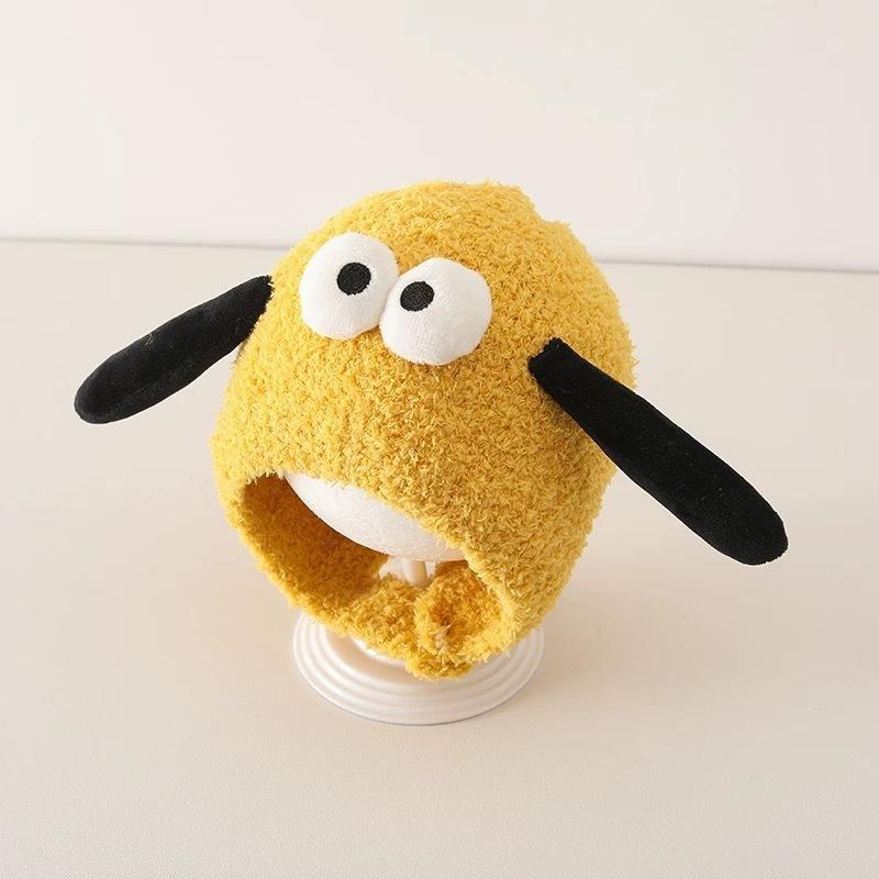 Infants and Toddlers Autumn and Winter Cute Baby Ear Protector Pullover Hat Warm Plush Hat Men and Women Thickened Baby Hat Funny