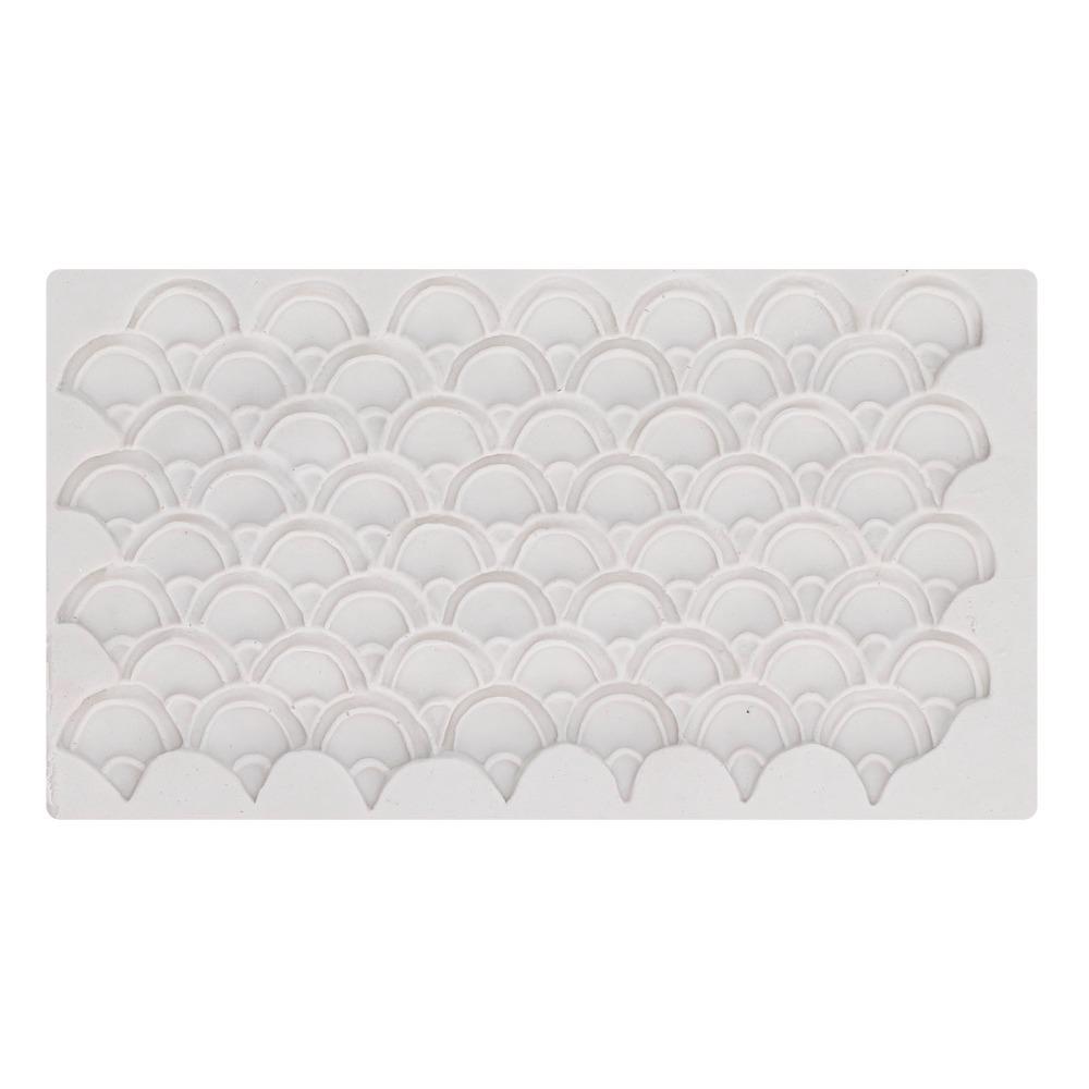 Reusable Silicone Cake Texture Mold Grey Non-Stick Silicone Cake Mold Fish Scale Pattern Fish Scale Texture Mat Cake Decorating