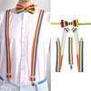 Fashionable Rainbow Braces and Striped Bowtie Set Perfect for Birthday Wedding Formal and Casual Occasion