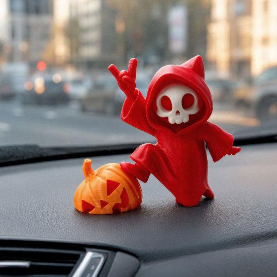 Halloween Ornament, Ghost Pumpkin Matte Texture Figure, 3D Printed Halloween Decoration for Desktop Bedroom Car Display
