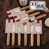 Rubber Wood & Stainless Steel Cheese Knife Set - Western Tableware with Knife, Fork, and Spoon